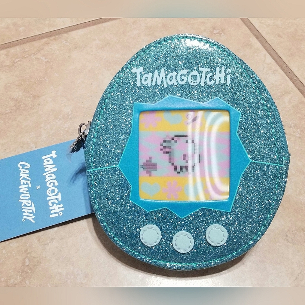 Cakeworthy x Tamagotchi Blue Glitter Lenticular Coin Bag